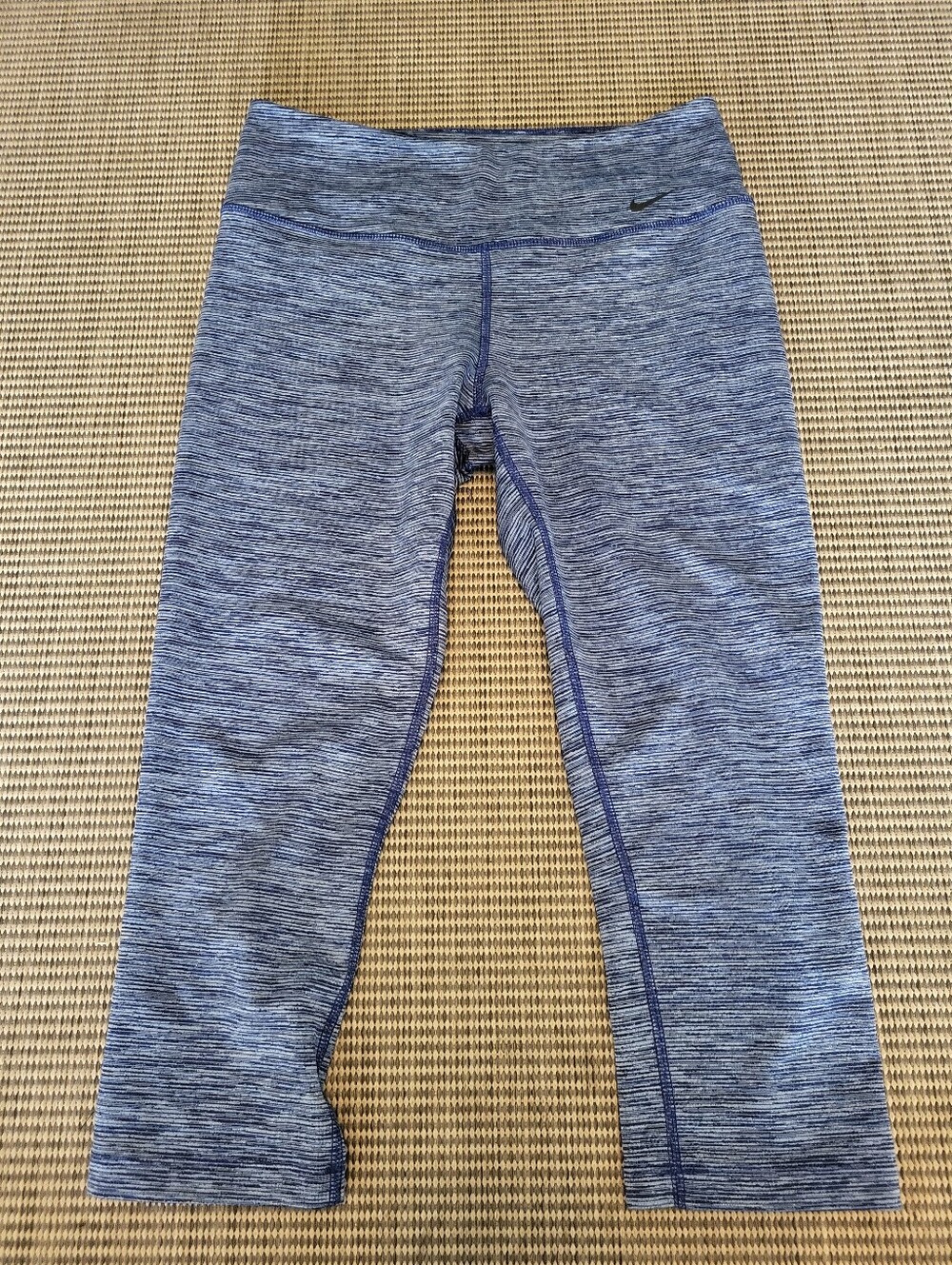 Nike Legend Dri-FIT Space Dye Crop Leggings Small Blue Heathered Mid Rise